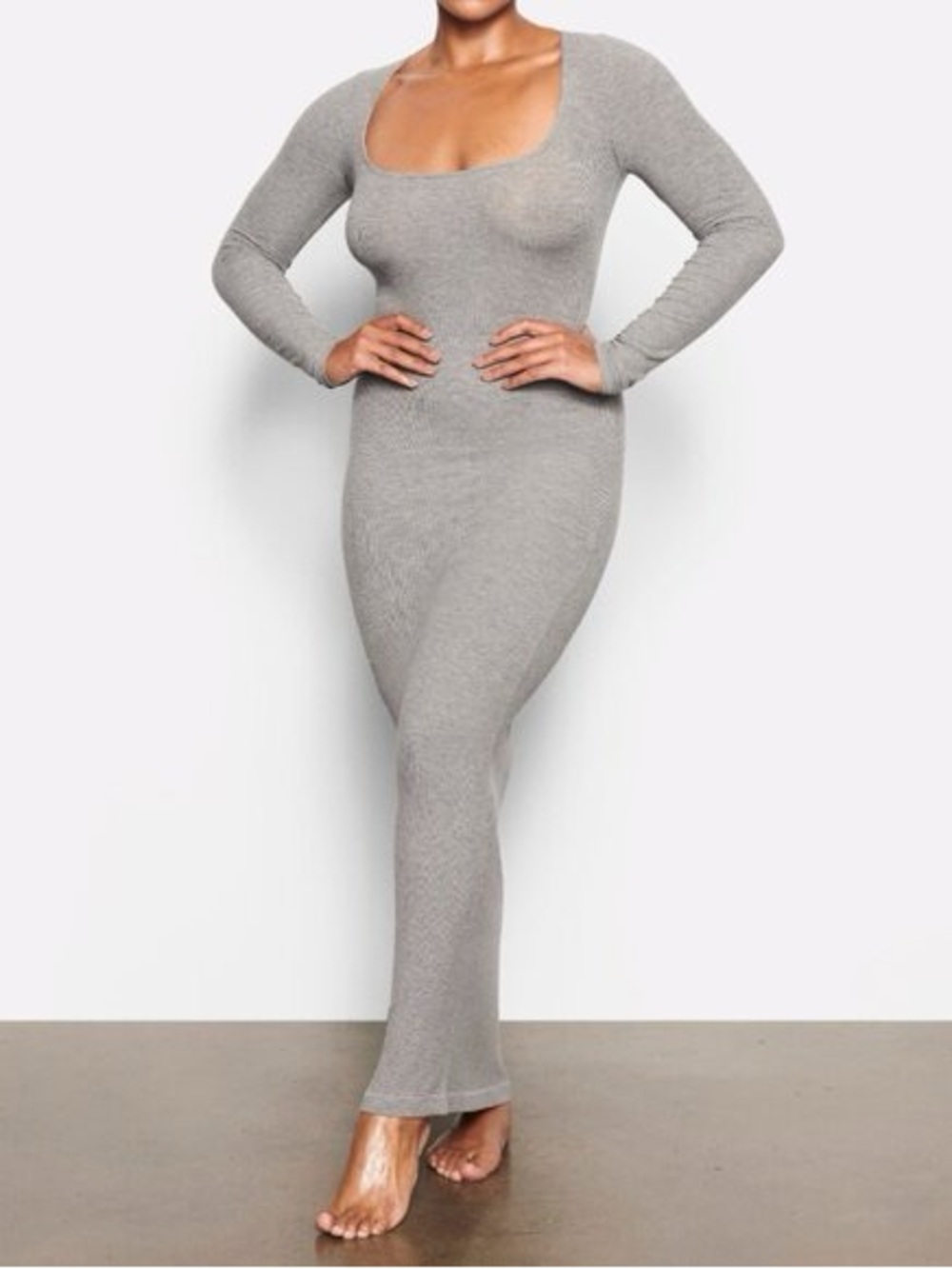 SKIMS Soft Lounge Long Sleeve Dress Heather Grey